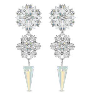 Crystal Winter Snow Flake Earrings by Ritzy Couture DeLuxe - Fine Silver Plating